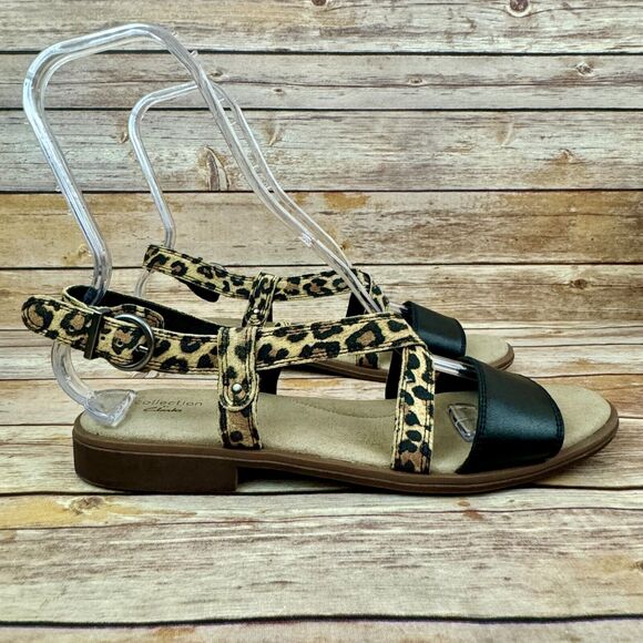 Clarks Collection Womens Declan Spring Leopard Print Sandals 11 - Picture 1 of 7
